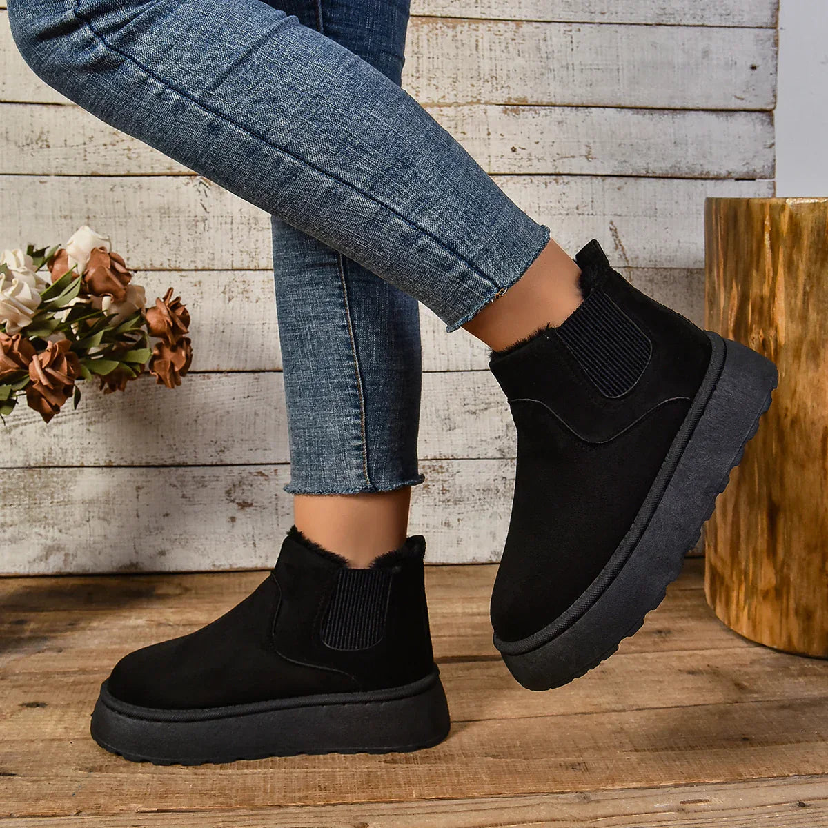 Bonvive | Warm Winter Boots, Fuzzy Lining, Non-Slip Thick Sole, For Women