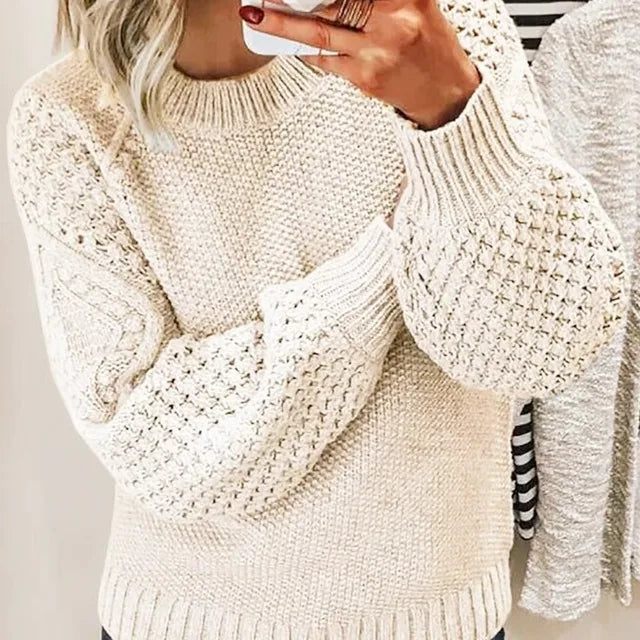 Women’s Oversized Knitted Sweater – Warm Long Sleeves & Comfortable Loose Fit for Fall & Winter