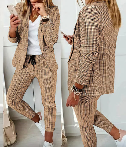 Bonvive | 2-Delige Geruite Blazer Set Dames