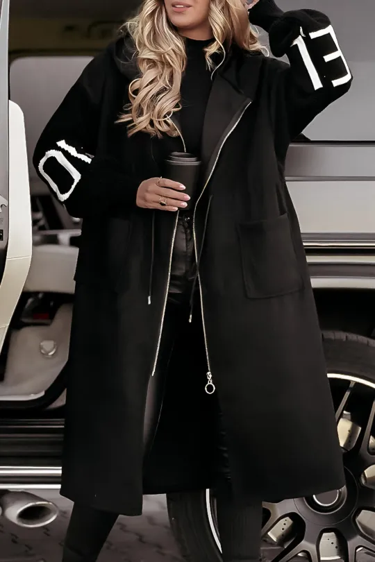 Bonvieve | Women’s Casual Jacket with Hood, Long Sleeves, Knitted Sleeves and Patchwork Design