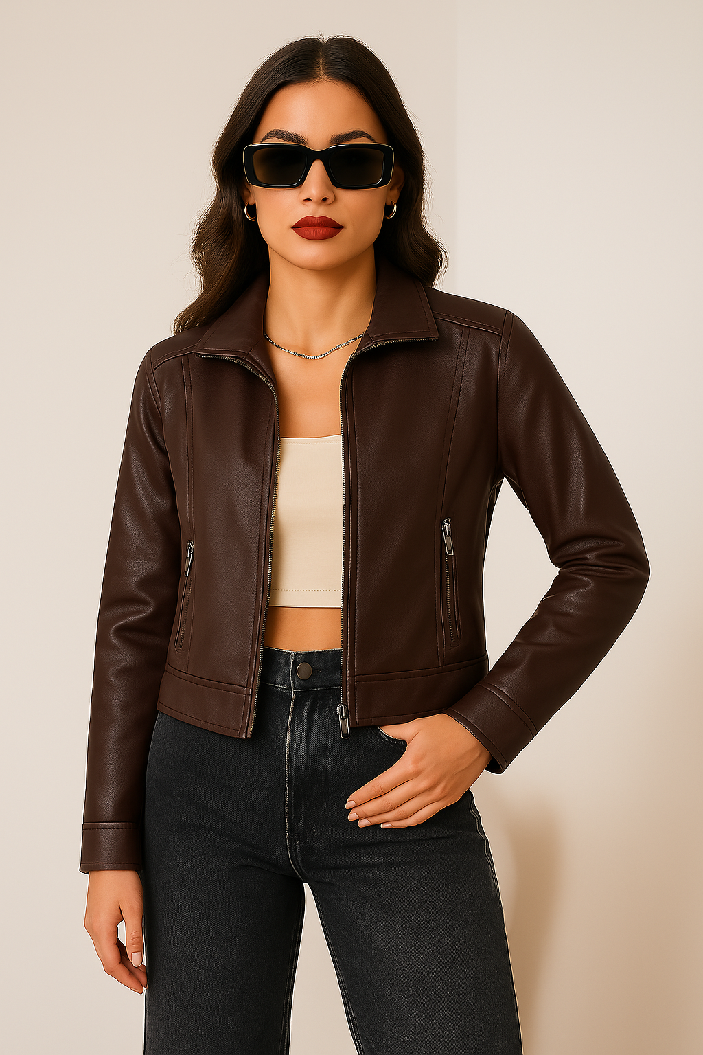 Bonvieve | Stylish Leather Jacket for Women