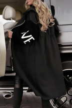 Bonvieve | Women’s Casual Jacket with Hood, Long Sleeves, Knitted Sleeves and Patchwork Design