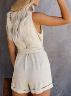 Women’s Summer Romper – Sleeveless, Round Neck, Ruffled, Casual & Comfortable