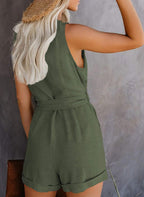 Women’s Summer Romper – Sleeveless, Round Neck, Ruffled, Casual & Comfortable