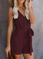 Women’s Summer Romper – Sleeveless, Round Neck, Ruffled, Casual & Comfortable