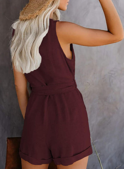 Bonvive | Dames Zomer Romper – Mouwloos, Ronde Hals, Ruches, Casual & Comfortabel