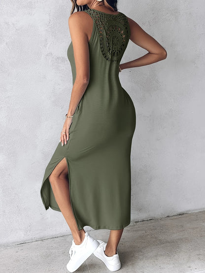 Bonvive | Zomerse Droomjurk – Elegante Mouwloze Maxi Jurk met Romantisch Kant en Comfortabele Pasvorm