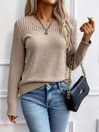 Trendy Cut-Out Knitted Sweater – Minimalist Patchwork Pullover That Perfectly Blends Comfort and Style