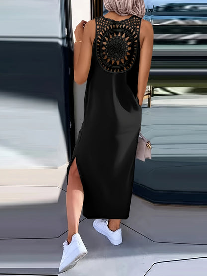 Bonvive | Zomerse Droomjurk – Elegante Mouwloze Maxi Jurk met Romantisch Kant en Comfortabele Pasvorm