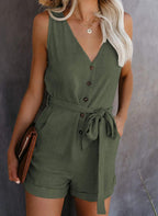 Women’s Summer Romper – Sleeveless, Round Neck, Ruffled, Casual & Comfortable