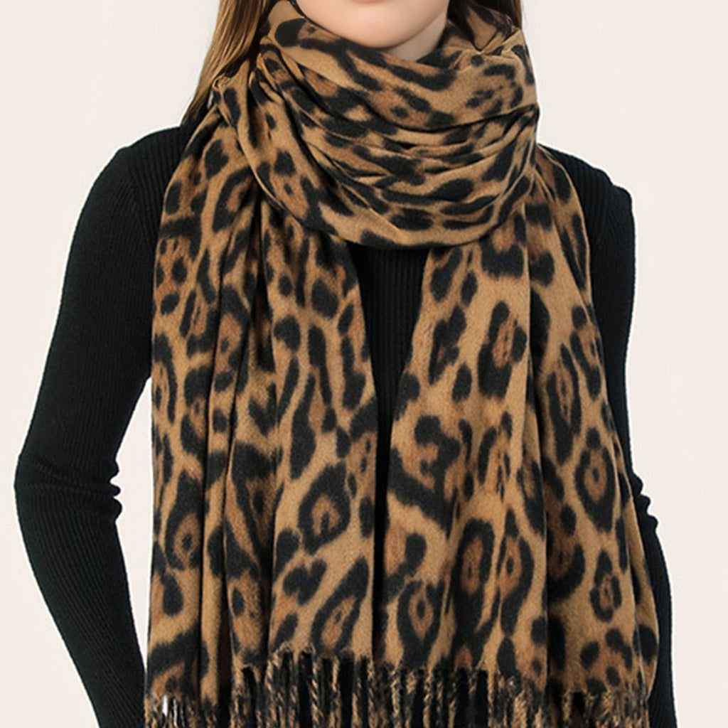 Bonvieve | Warm Leopard Print Scarf