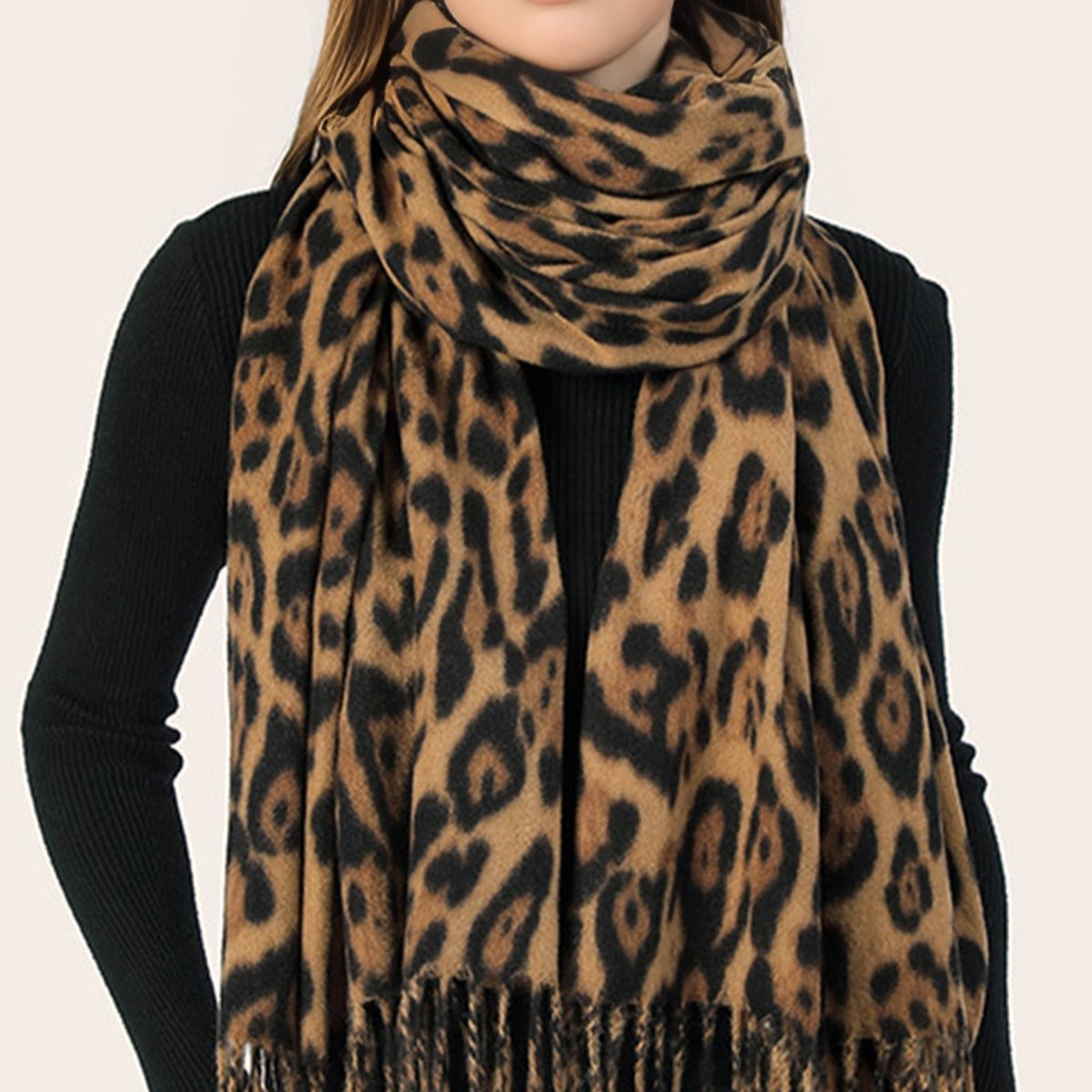 Bonvieve | Warm Leopard Print Scarf