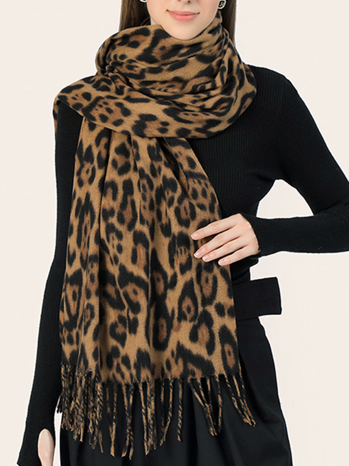 Bonvieve | Warm Leopard Print Scarf