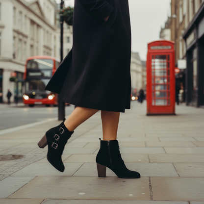 Chic Buckle Suede Ankle Boots