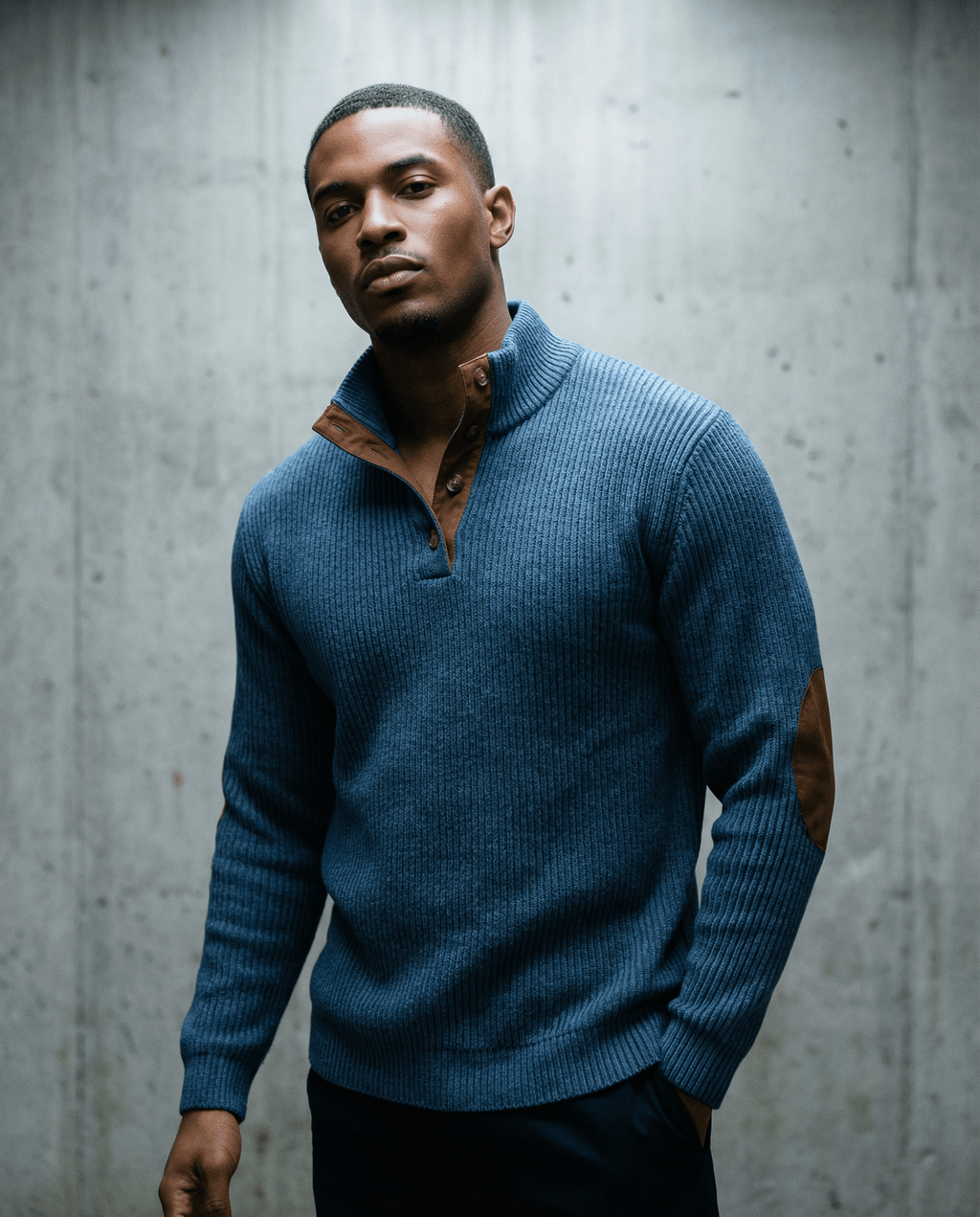 Men’s Corduroy Sweater – Casual Stand Collar Pullover with Long Sleeves