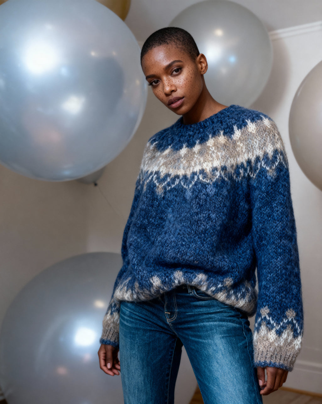Elegant Vintage Knitted Sweater – Warm O-Neck Winter Hug with Stylish Patchwork Touch