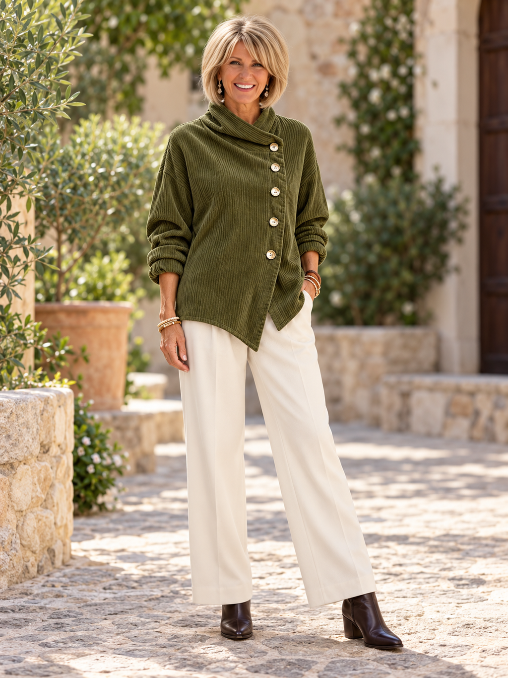 Eleanor™ | Corduroy Tunic with High Collar