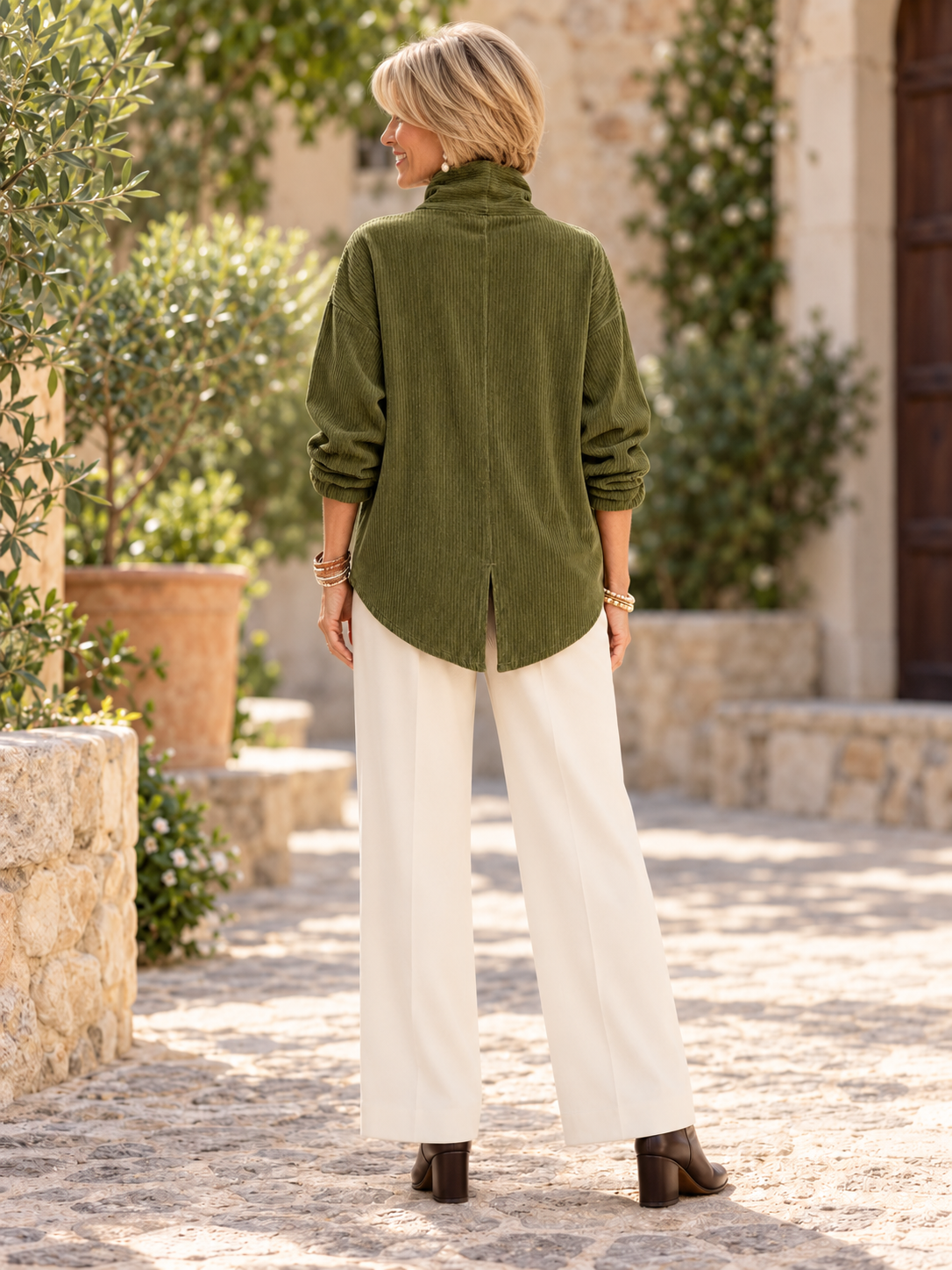 Eleanor™ | Corduroy Tunic with High Collar