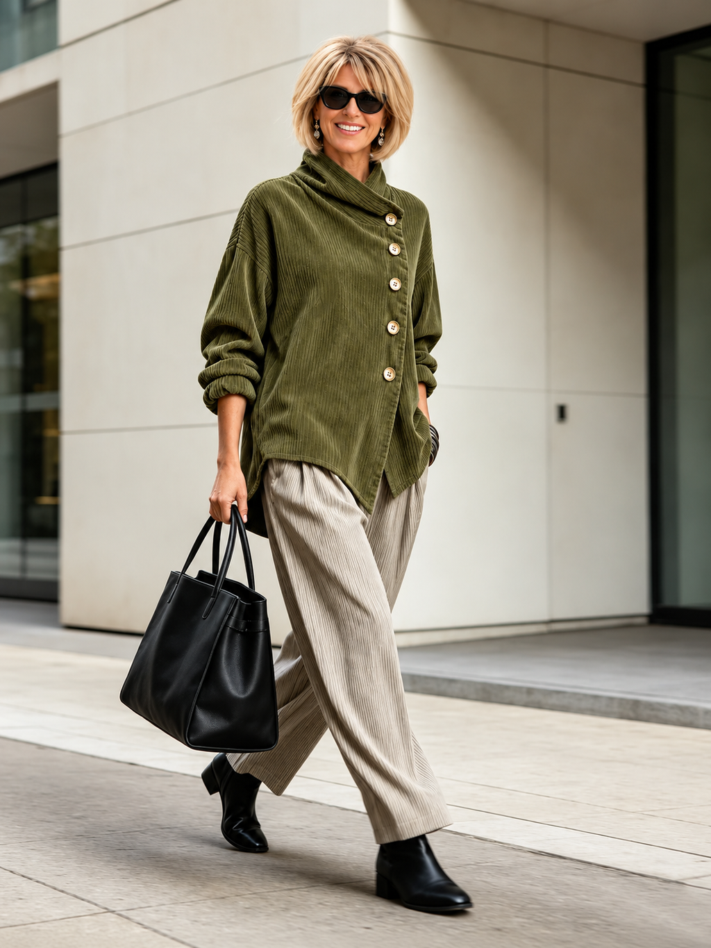 Eleanor™ | Corduroy Tunic with High Collar
