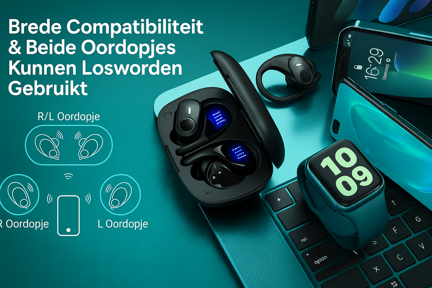 GOLREX GymPro Sport Oordopjes – Draadloos, Comfortabel & Krachtig Geluid