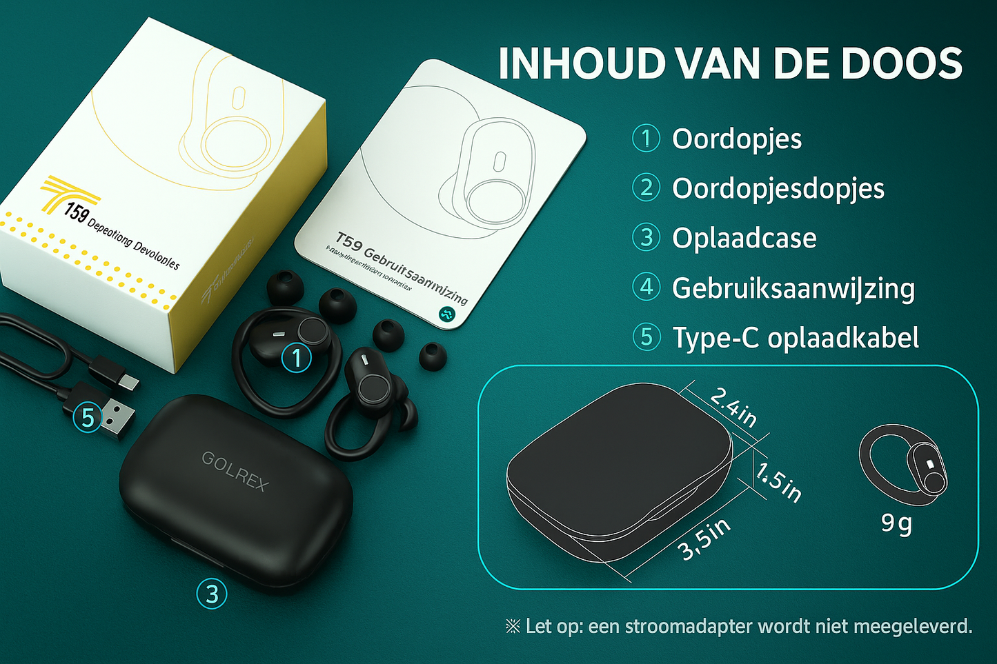 GOLREX GymPro Sport Oordopjes – Draadloos, Comfortabel & Krachtig Geluid