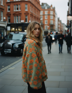 Warm Floral Fleece Sweater – Soft Sherpa Pullover for Women