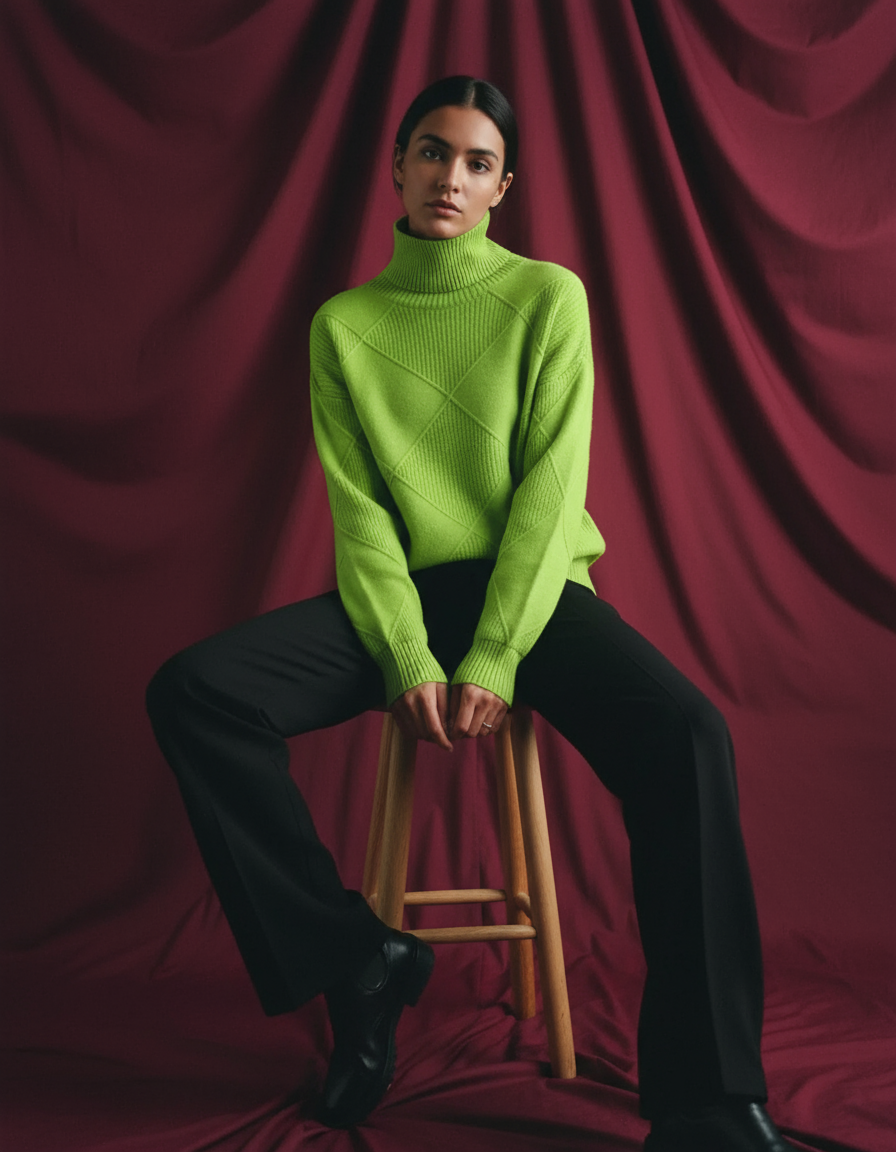 Warm Women’s Knitted Sweater – Soft Turtleneck Pullover for Fall & Winter