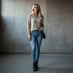 Trendy Cut-Out Knitted Sweater – Minimalist Patchwork Pullover That Perfectly Blends Comfort and Style