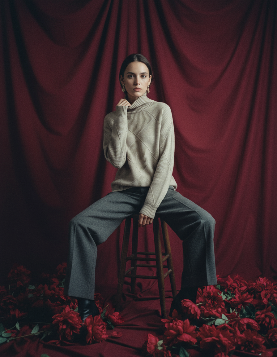 Warm Women’s Knitted Sweater – Soft Turtleneck Pullover for Fall & Winter