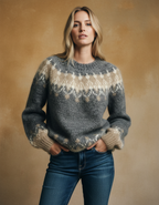 Elegant Vintage Knitted Sweater – Warm O-Neck Winter Hug with Stylish Patchwork Touch