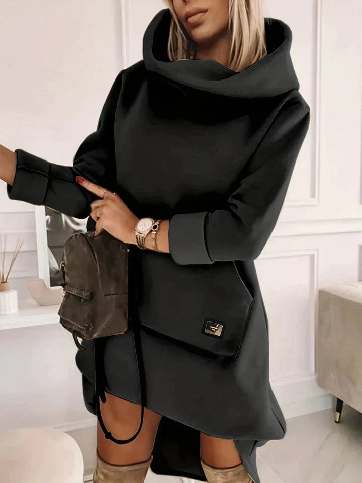 Bonvive | Comfort Stretch Asymmetrische Hoodie voor Vrouwen – Knie-lengte en Stijlvolle Pasvorm