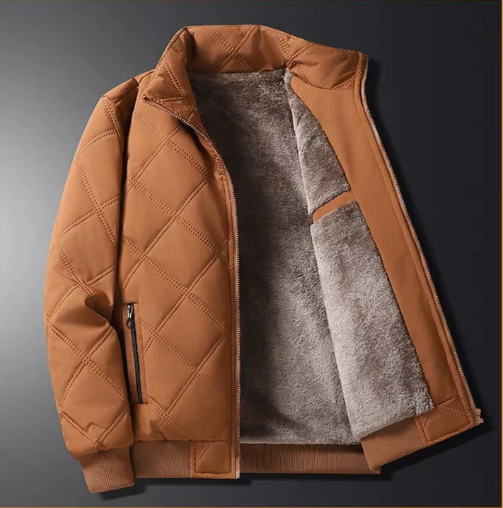 Heren Slim Fit Verdikte Katoenen Jas met Fleece Voering