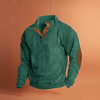 Men’s Corduroy Sweater – Casual Stand Collar Pullover with Long Sleeves