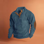 Men’s Corduroy Sweater – Casual Stand Collar Pullover with Long Sleeves