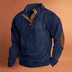 Men’s Corduroy Sweater – Casual Stand Collar Pullover with Long Sleeves