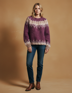 Elegant Vintage Knitted Sweater – Warm O-Neck Winter Hug with Stylish Patchwork Touch