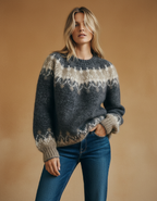 Elegant Vintage Knitted Sweater – Warm O-Neck Winter Hug with Stylish Patchwork Touch
