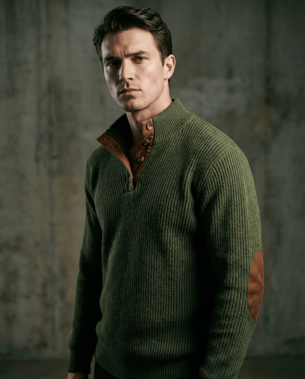 Men’s Corduroy Sweater – Casual Stand Collar Pullover with Long Sleeves