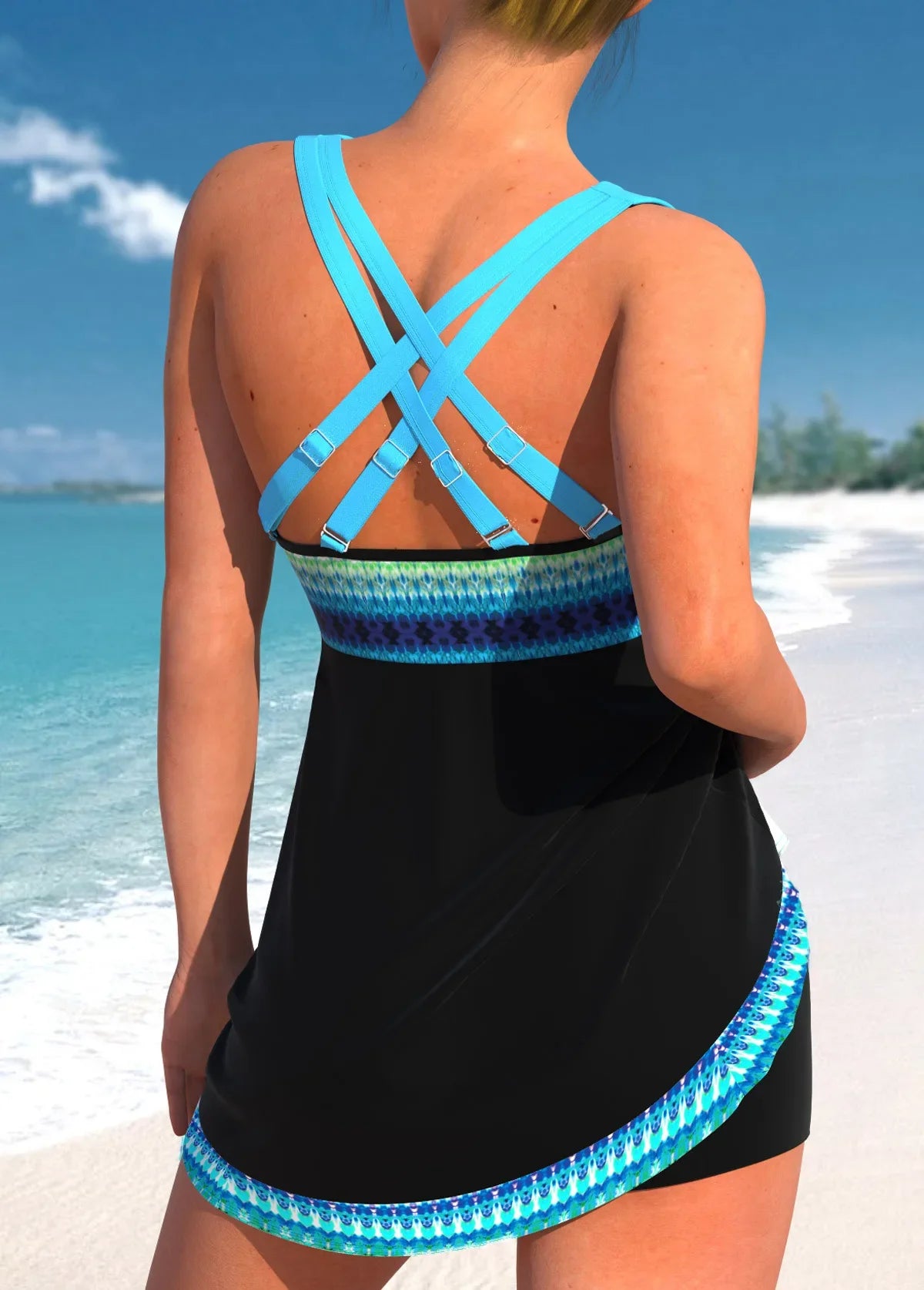 Bonvive |Dames Badpak 2025 – Sexy Rugloos Rokmodel met Shorts, Sneldrogend & Plus Size