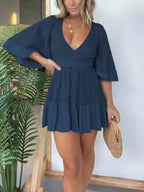 Bonvieve | Women’s Summer Romper Dress with Lace Details and Built-In Shorts