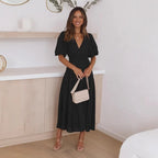 Bonvieve | Summer Women’s Dress with Puff Sleeves – Elegant Vacation Style | Trendy | Luxe Look