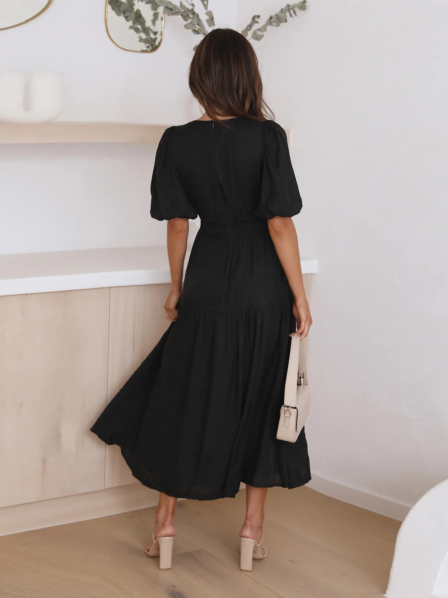Bonvieve | Summer Women’s Dress with Puff Sleeves – Elegant Vacation Style | Trendy | Luxe Look