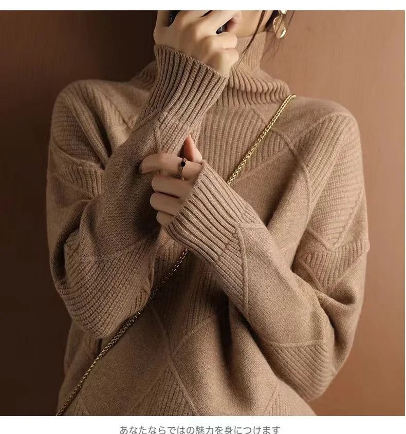 Warme Dames Gebreide Trui – Zachte Turtleneck Pullover voor Herfst & Winter