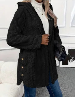 Dames Fleece Vest met Capuchon – Argyle Patroon