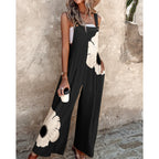 Bonvieve | Women’s Summer Floral Jumpsuit – Wide Legs, Thick Straps & Pockets