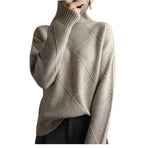 Warm Women’s Knitted Sweater – Soft Turtleneck Pullover for Fall & Winter