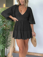 Bonvieve | Women’s Summer Romper Dress with Lace Details and Built-In Shorts