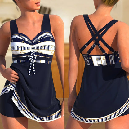 Bonvive |Dames Badpak 2025 – Sexy Rugloos Rokmodel met Shorts, Sneldrogend & Plus Size