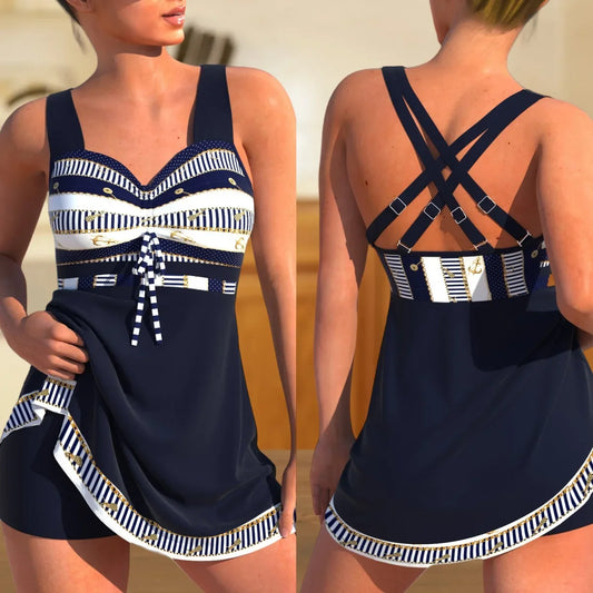 Bonvive |Dames Badpak 2025 – Sexy Rugloos Rokmodel met Shorts, Sneldrogend & Plus Size