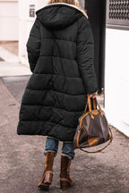 Stylish Reversible Women’s Winter Coat – Long Quilted Puffer Jacket with Hood, Warm and Elegant